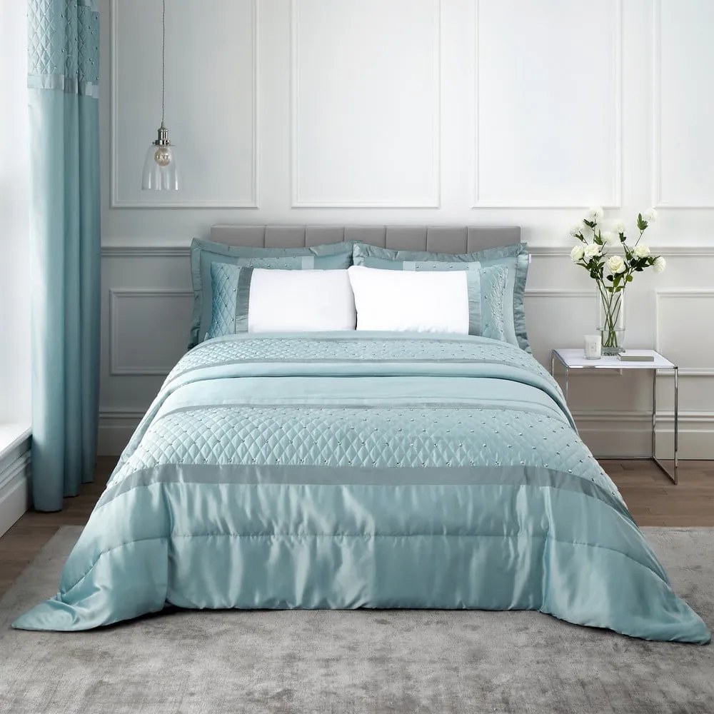 Copriletto in raso blu per letto matrimoniale 240x260 cm Sequin Cluster - Catherine Lansfield