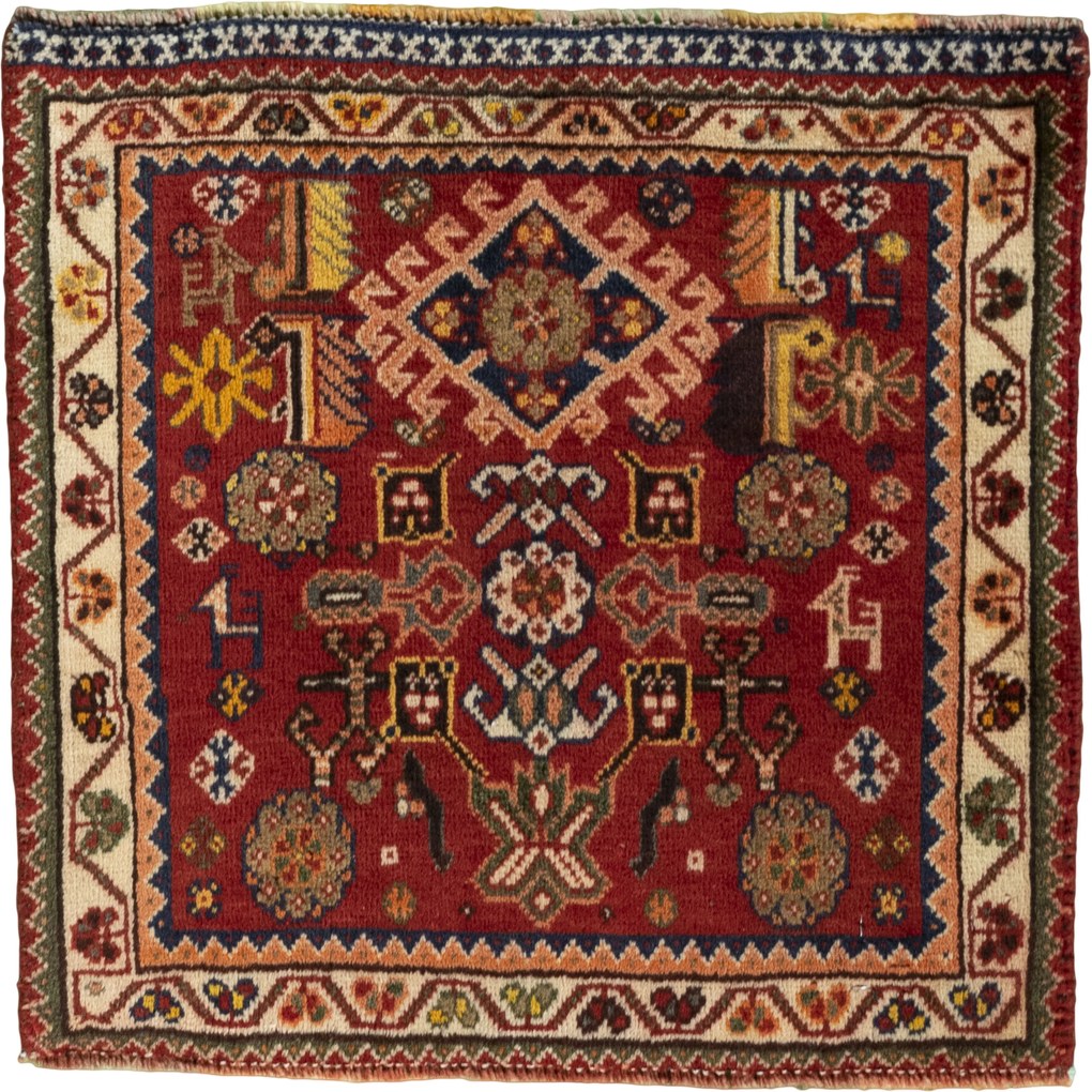 Shiraz Tappeto persiano 60 x 60 Rosso (Iran) Annodato A Mano