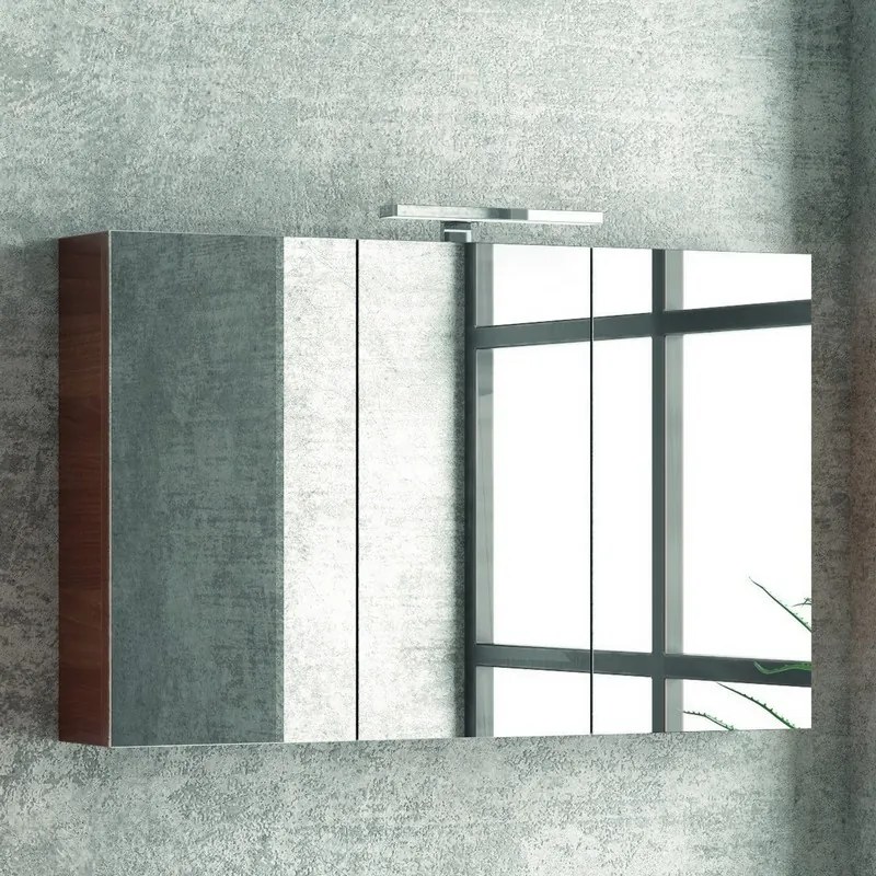 Composizione mobili bagno 100cm installazione sospesa mobile, specchio e colonna TOD-100A - KAMALU