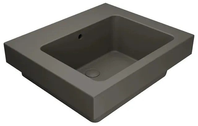 Lavabo da incasso con bordo a vista rettangolare vasca centrale Alaqua L 60 x H 25 x P 21 cm in ceramica matera matt