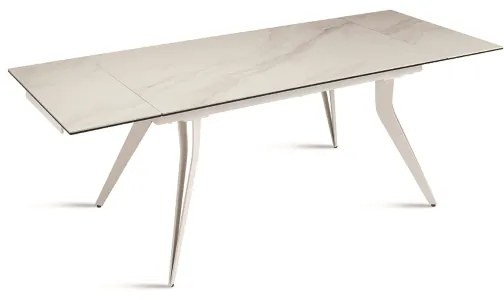 Tavolo allungabile 240 cm THOR con base metallo e piano effetto Marmo Bianco