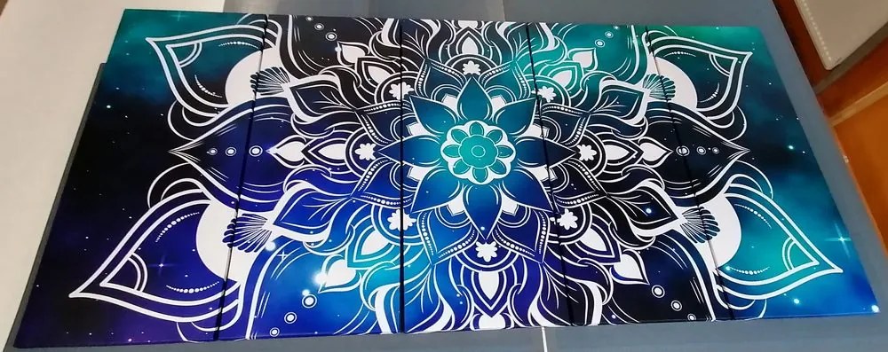 Quadri 5 pezzi – Mandala moderna con motivo orientale