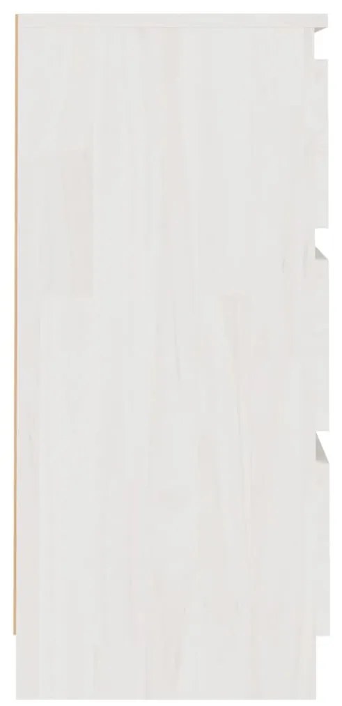 Comodino Bianco 40x29,5x64 cm in Legno Massello di Pino