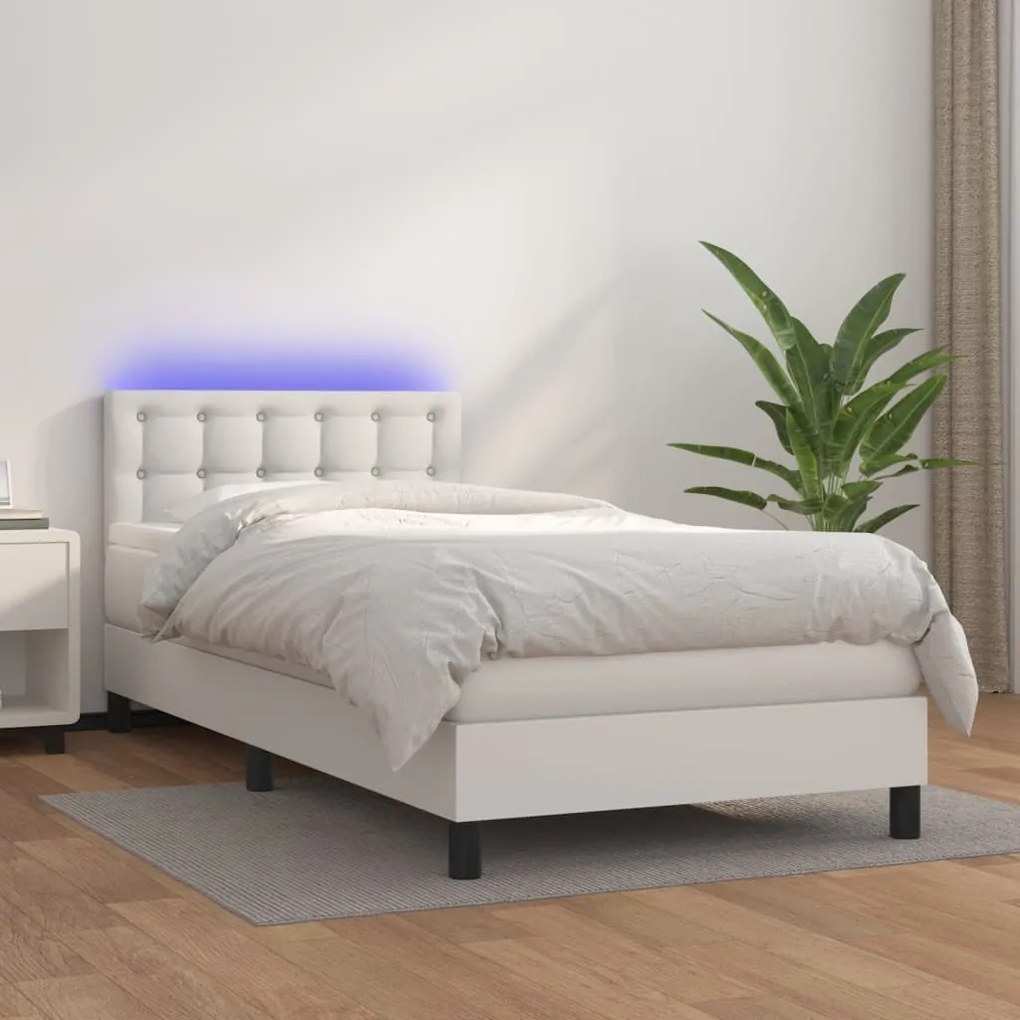 Giroletto Molle Con Materasso E Led Bianco 90x190 Cm Similpelle /