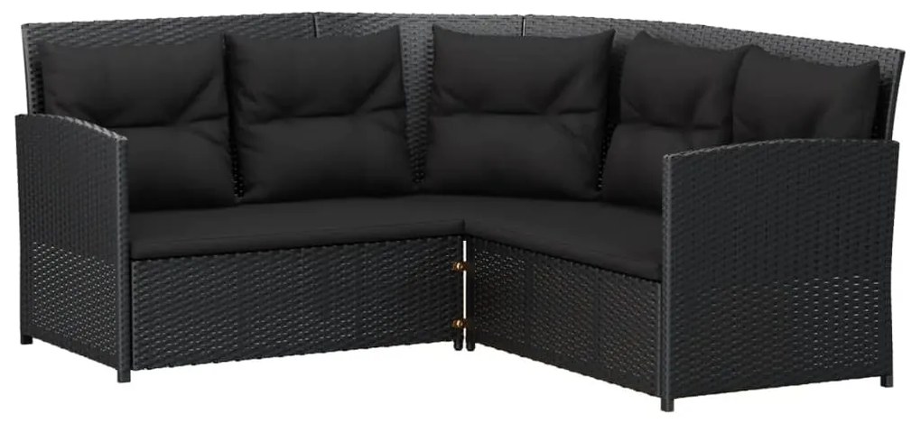 Set divano a l con cuscini 2 pz nero in polyrattan