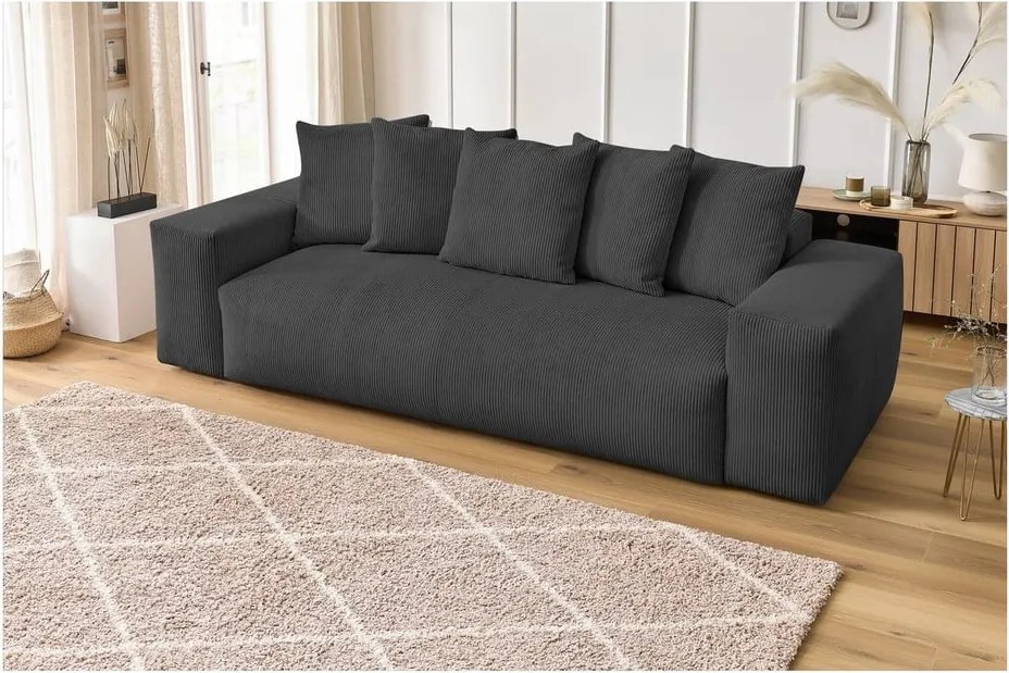 Divano grigio con rivestimento in velluto a coste 280 cm Voltaire – Bobochic Paris