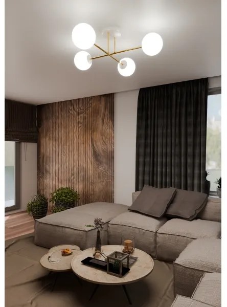 Lampadario a sospensione con supporto rigido MAGNUM 4xE14/10W/230V bianco/oro