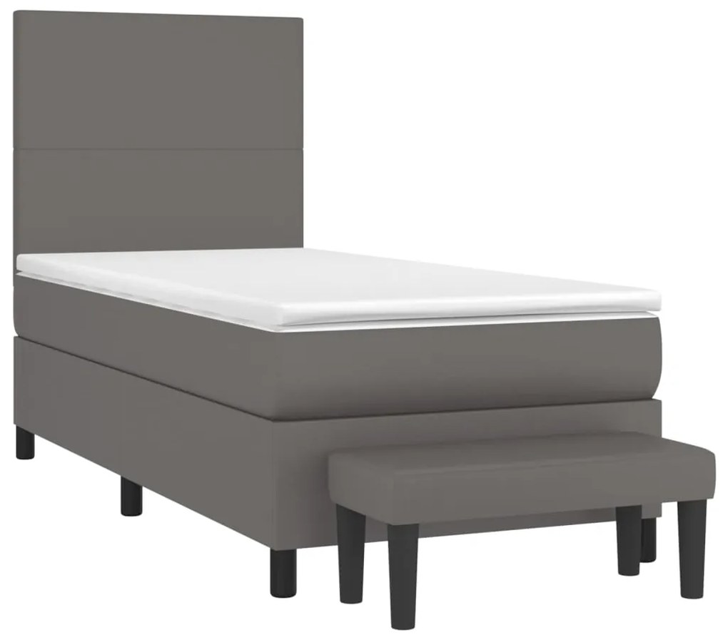 Giroletto a molle con materasso grigio 100x200 cm in similpelle