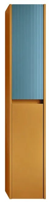 Colonna per mobile bagno Niwa 2 ante P 27 x L 30 x H 160 cm laccato opaco senape con vetro blu pacifico cannettato