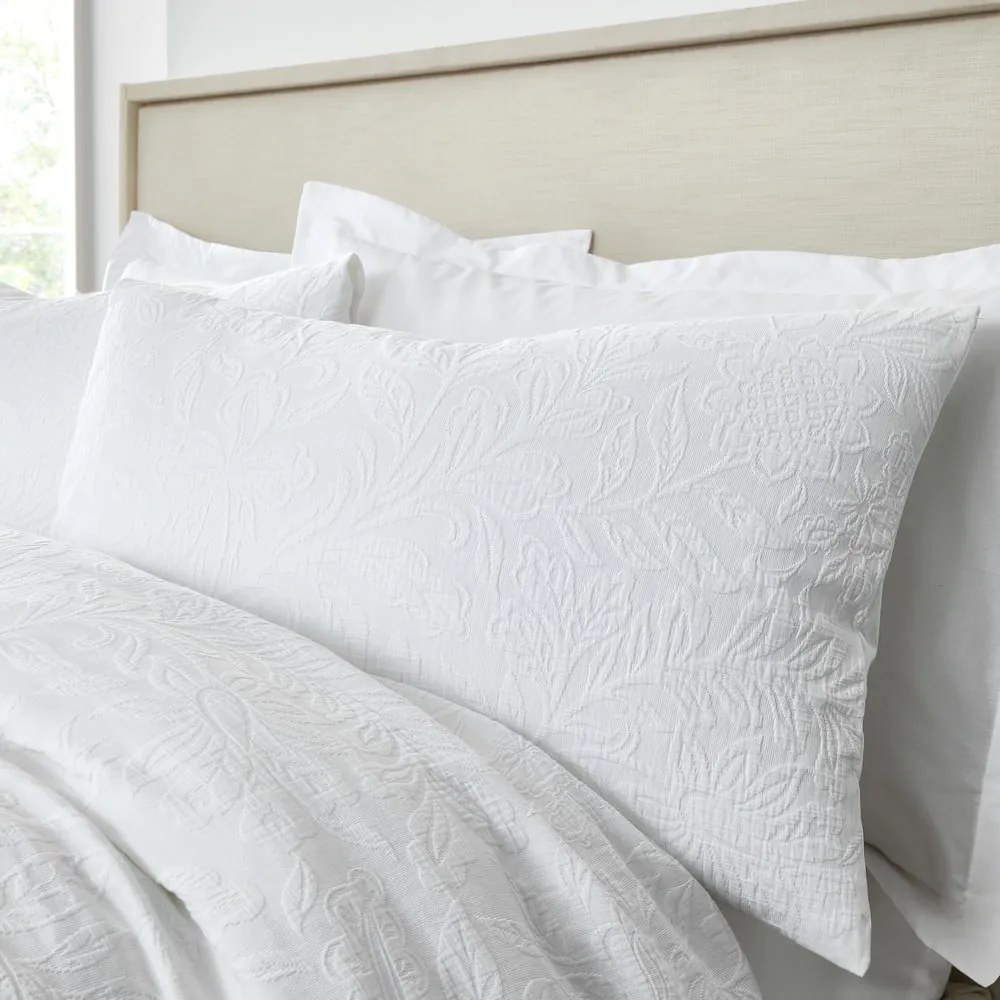 Set copripiumino e federa bianco in jacquard per letto matrimoniale 200x200 cm Fleur Matelassé – Bianca