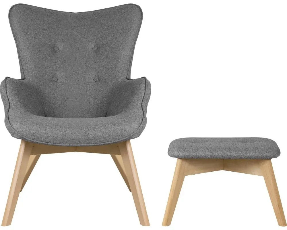 Poltrona con poggiapiedi grigia Niko – Ropez