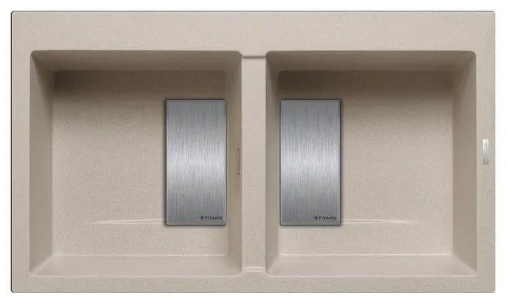 Lavello integrato 2 vasche PYRAMIS Kartesio granito L 50 x L 86 cm beige