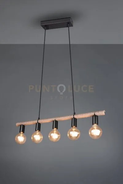 Einar sospensione barra metallo rivestita con corda 5 luci attacco ...
