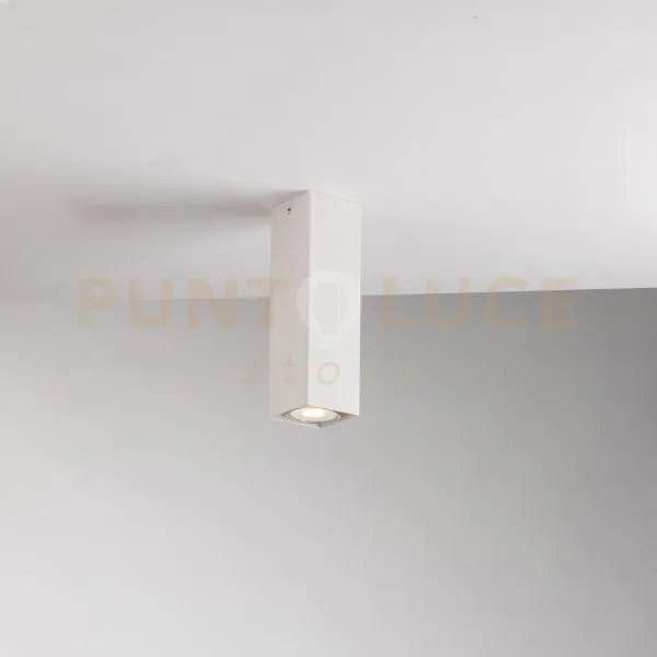 Plafoniera fluke quadrata bianca 1 luce attacco gu10 6x6x20cm
