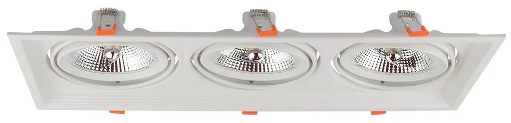 Faro da Incasso Orientabile Bianco - 3 lampade AR111 Foro 460x160mm