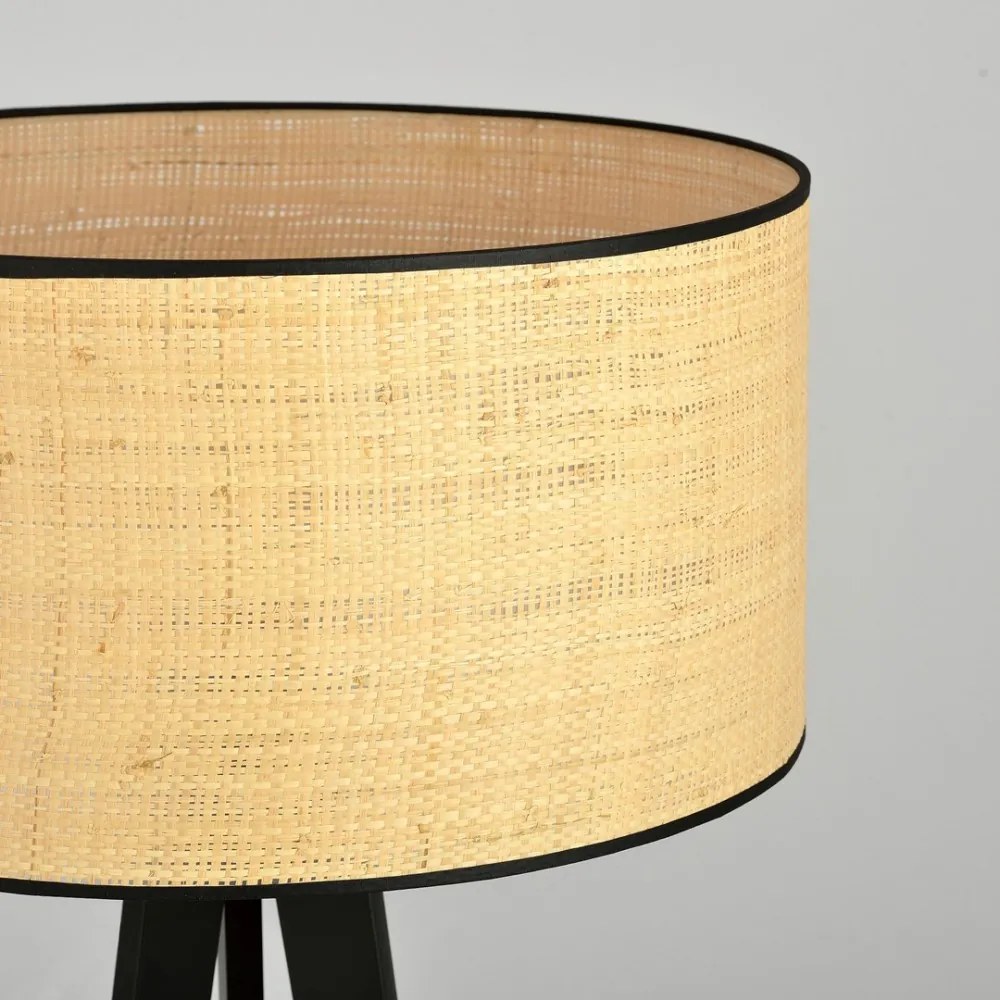 Lampada da Terra in Acciaio e Tessuto ASTON 1 E27 Colore del corpo Rattan