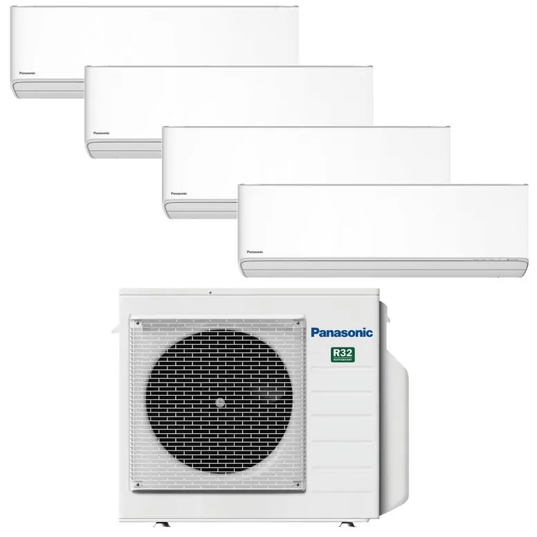 Condizionatore a muro multisplit PANASONIC QUADRI ETHEREA  WIFI NANOEX 9+9+9+12 9K 9K 9K 12K classe raffreddamento A++, bianco