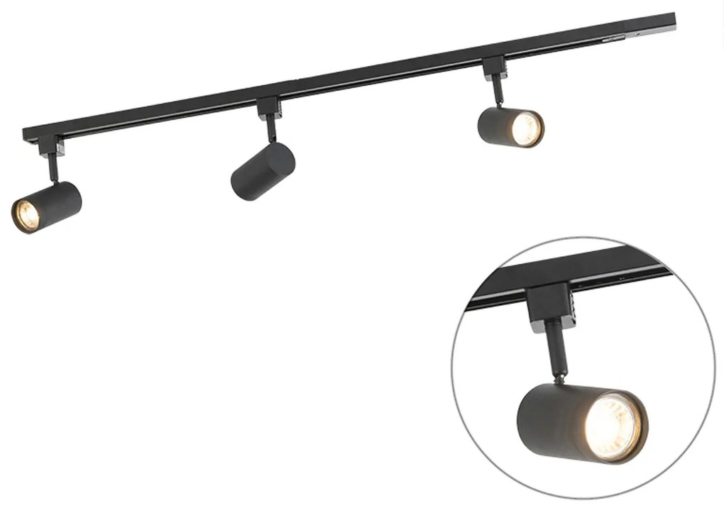 Sistema a binario intelligente nero incl. 3 GU10 WiFi monofase - Jeana
