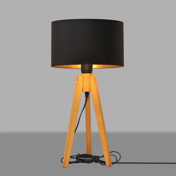 Lampada da tavolo ALBA 1xE27/15W/230V nero/oro/quercia