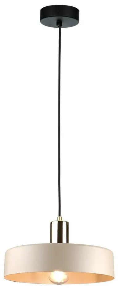 Lampadario a sospensione con filo LATTE 1xE27/60W/230V beige/nero/cromo lucido