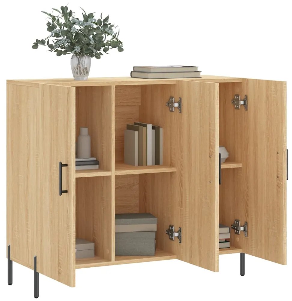 Credenza Rovere Sonoma 90x34x80 cm in Legno Multistrato