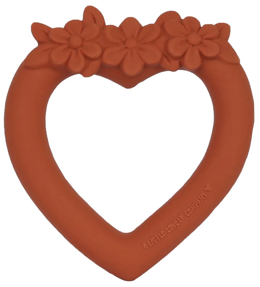 A Little Lovely Company - anello dentizione in gomma naturale - cuore terracotta