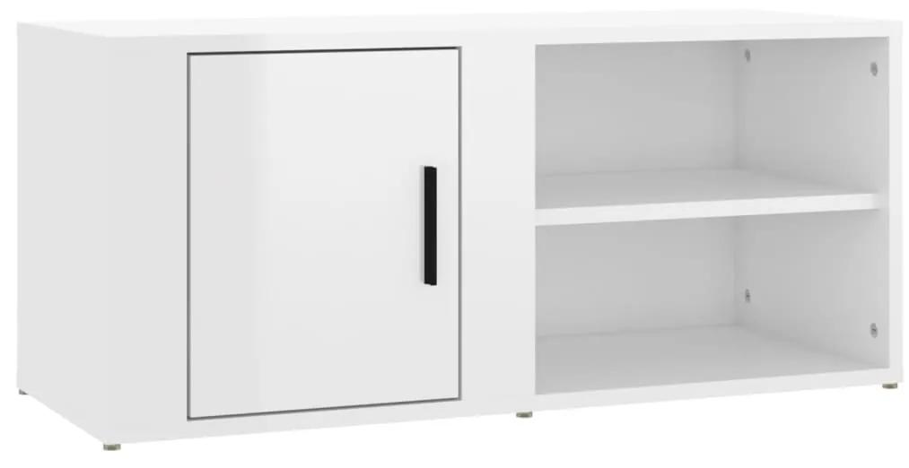 Mobile porta tv bianco lucido 80x31,5x36 cm legno multistrato