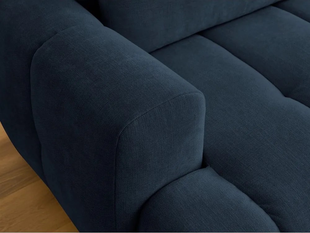 Divano angolare blu scuro allungabile e con contenitore (penisola a destra/chaise lounge) con rivestimento in ciniglia Fuji – Bobochic Paris