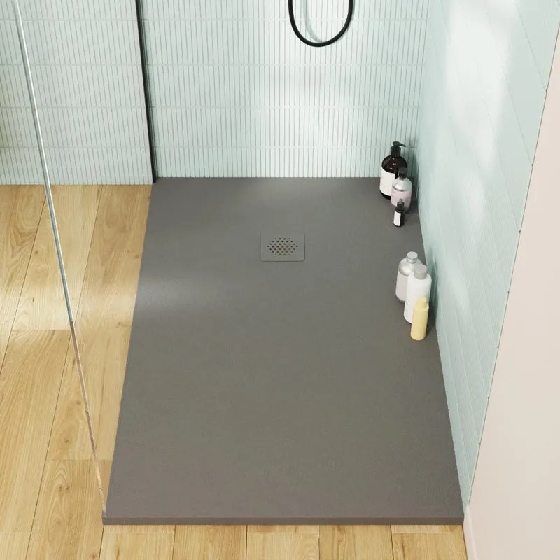 Piatto doccia SENSEA in composito minerale di resina gelificata Remix grigio L 70 x L 90 x H 2.6 cm opaco effetto pietra
