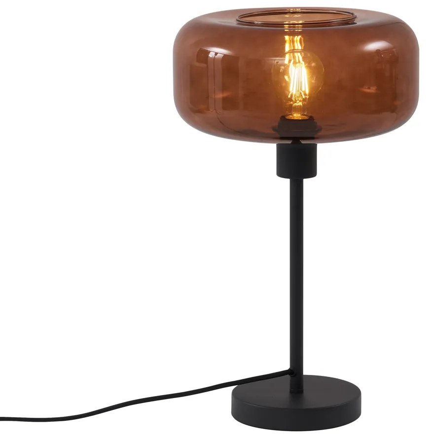 Lampada da Tavolo Retrò Nera con Vetro Bronzo - Bizle
