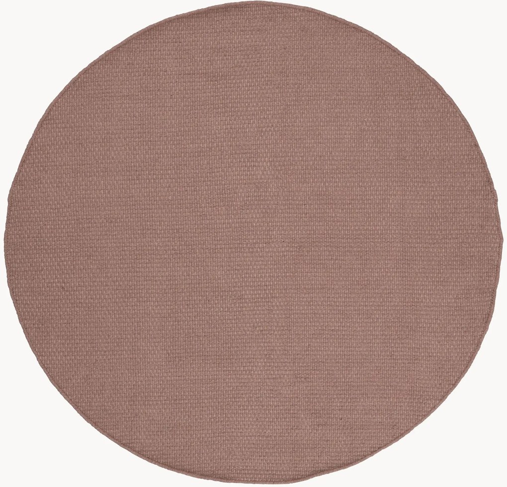 Tappeto rotondo in lana a pelo corto tessuto a mano Oksa