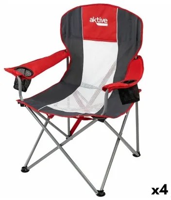 Sedia da Campeggio Pieghevole Aktive Grigio scuro Rosso 56 x 98 x 59 cm (4 Unità)