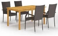 Set Mobili da Pranzo per Giardino 5 pz Marrone cod mxl 52467