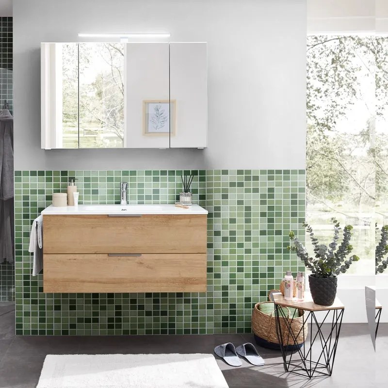 Mobile da bagno sospeso Madeo di Pelipal L 99 x H 48 x P 45 cm rovere riviera, 2 cassetti