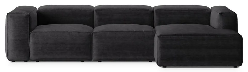 Divano angolare grigio scuro (con penisola a destra/con chaise lounge) con rivestimento in velluto a coste Bergamo – Cosmopolitan Design