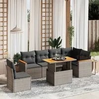 Set Divani da Giardino 7 pz con Cuscini Grigio in Polyrattan 3273104