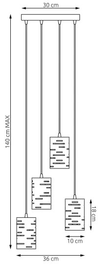 Lampadario a sospensione con filo TANK 4xE27/15W/230V nero