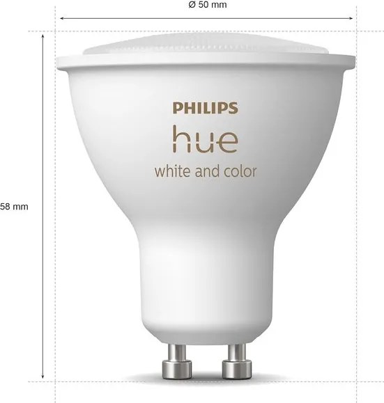 Set da 2 lampadine HueWCA 4.2W GU10 2P EU LED, GU10 faretto, smerigliato, CCT da bianco caldo a bianco freddo, 4W = 400 LM (equiv 4.2 W) dimmerabile, PHILIPS HUE
