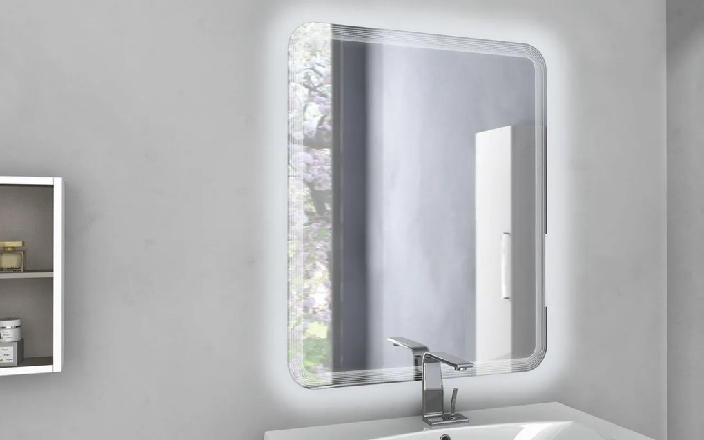 Specchio con illuminazione integrata bagno rettangolare Led BADEN HAUS L 74 x H 90 x P 2 cm trasparente
