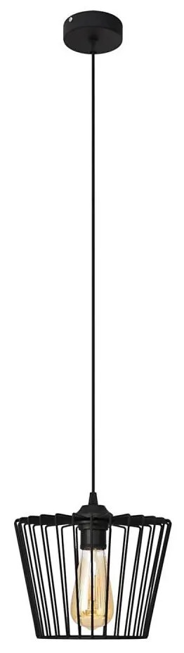 Lampadario a sospensione con filo TORRI 1xE27/15W/230V diametro 23 cm nero