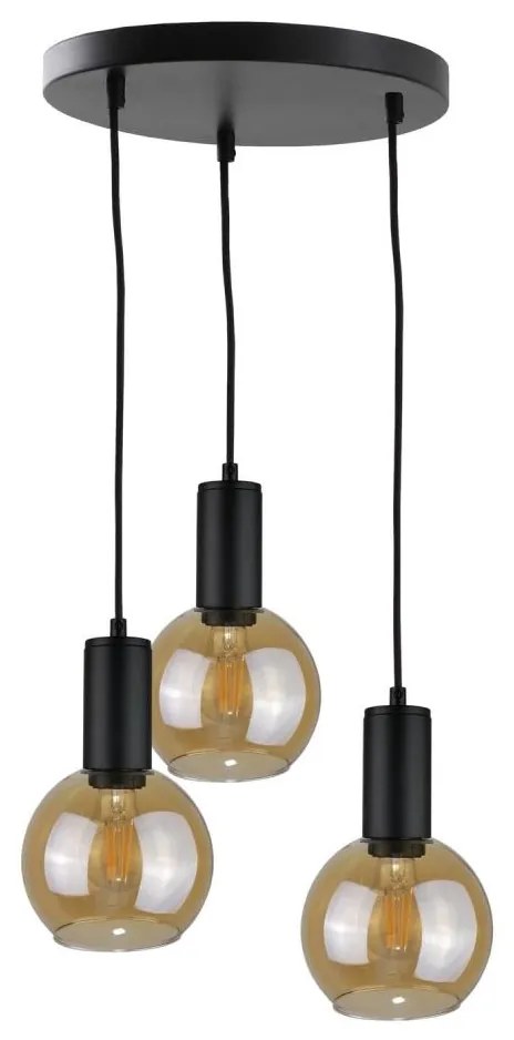 Lampadario a sospensione con filo JANTAR BLACK 3xE27/60W/230V diametro 30 cm