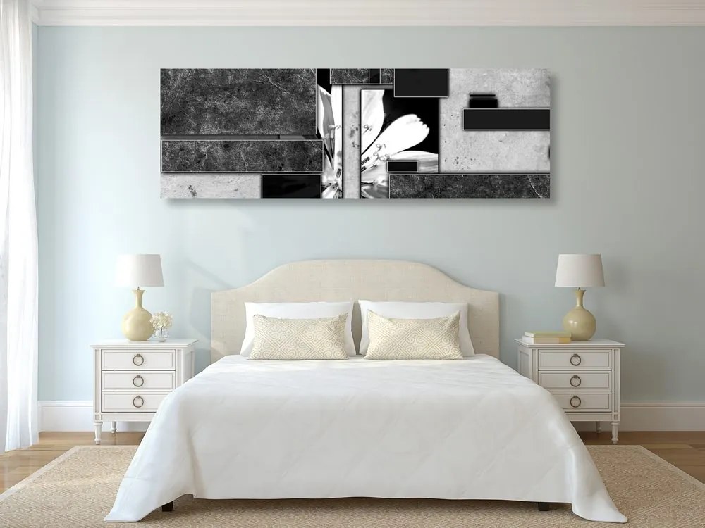 Quadro su tela – Astrazione floreale in bianco e nero