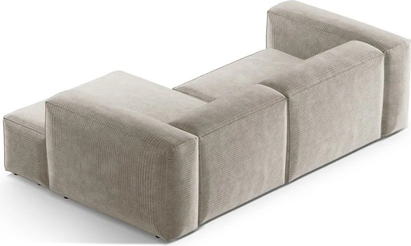Divano angolare beige (con penisola a destra/con chaise lounge) con rivestimento in velluto a coste Bergamo – Cosmopolitan Design