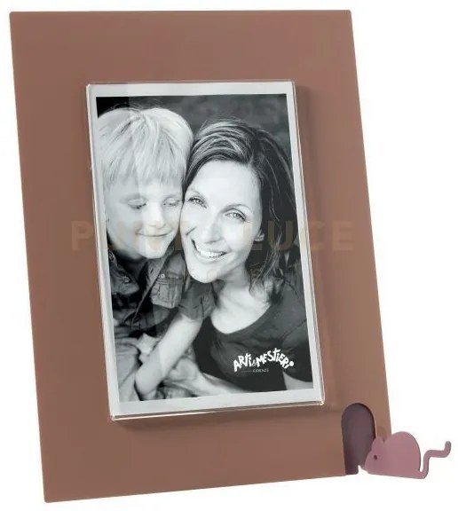 Portafoto topino grande mocha mousse ,viola ametista in ferro e pol...