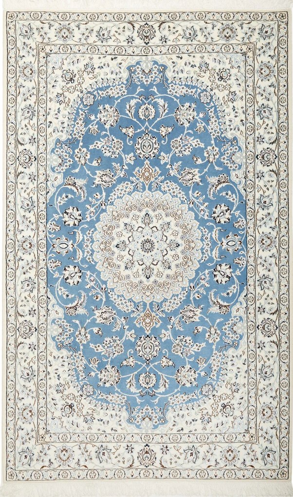Nain Tappeto 220x140 Blu (Iran) Annodato A Mano
