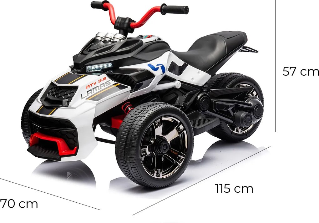 Mini Quad Elettrico per Bambini 3 Ruote 12V ATV 3.0 Bianco...