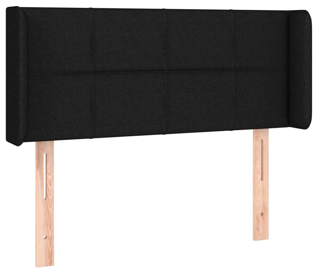Testiera ad orecchio nera 93x16x78/88 cm in tessuto