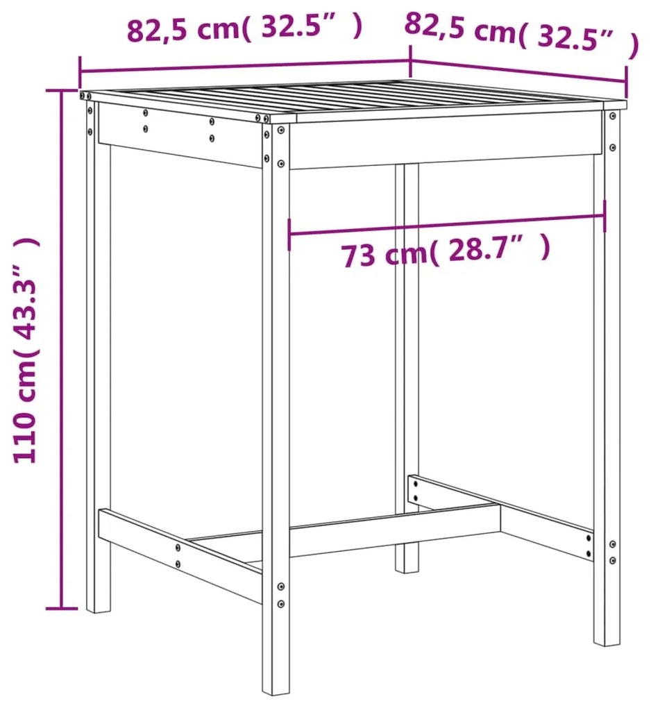 Set Bar da Giardino 5 pz Bianco in Legno Massello di Pino