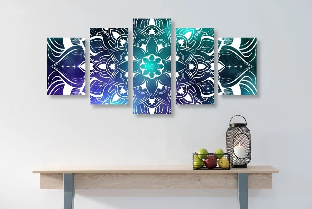 Quadri 5 pezzi – Mandala moderna con motivo orientale