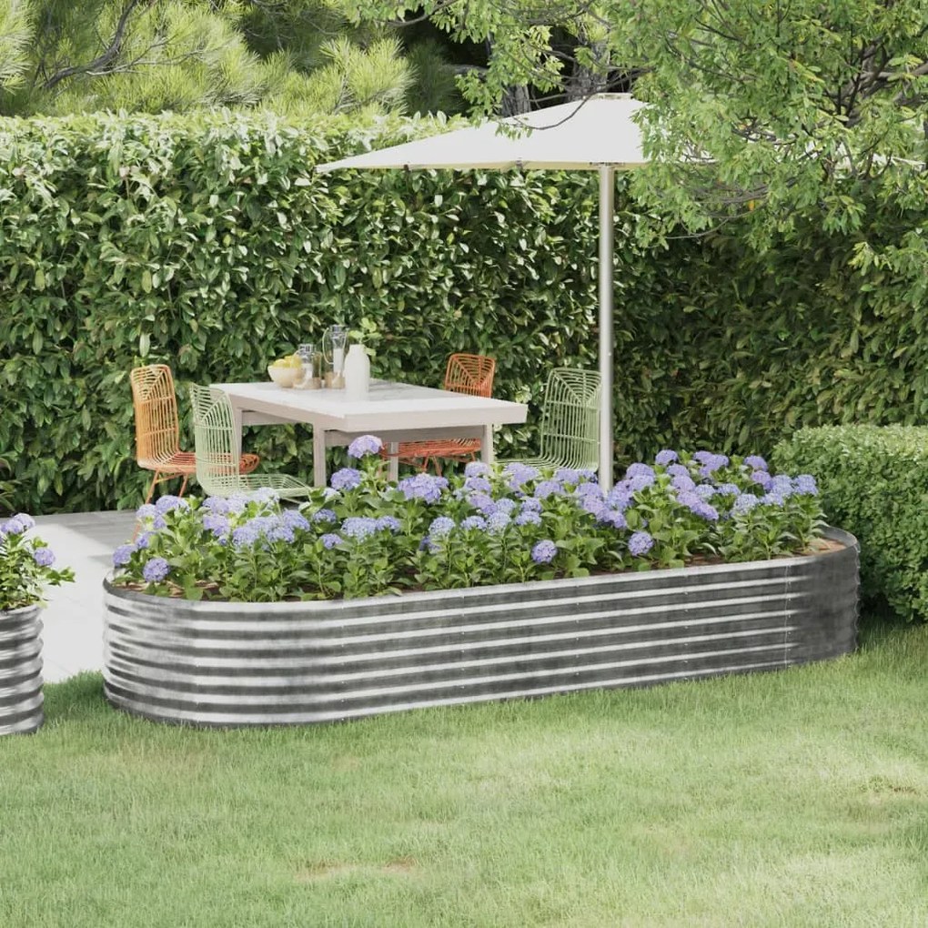 Letto Giardino Acciaio Verniciato Polvere 249x100x36cm Argento /